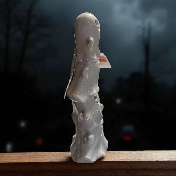 Stacked Frights 3 Stacked Ghosts  LED 13” Tall Figurine White Ceramic Decor - Picture 3 of 7